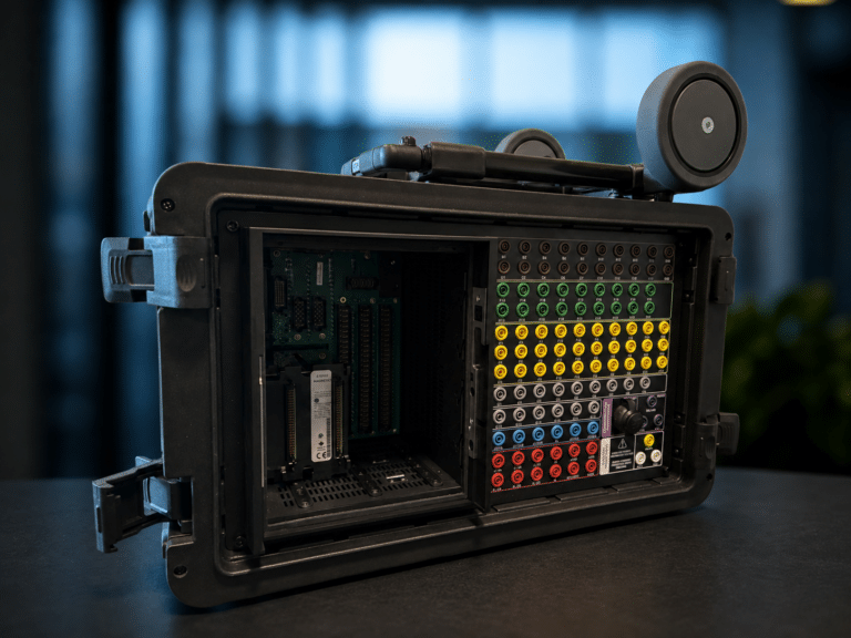 Relay test box for testing protection relay functions outside the switchboard